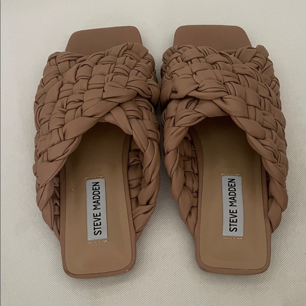 New Steve Madden Marina Slip-On Thick Woven Sandals- Nude-size 7 - Picture 3 of 5